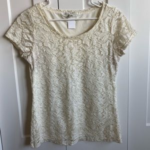 Banana Republic Detailed Lace White Top